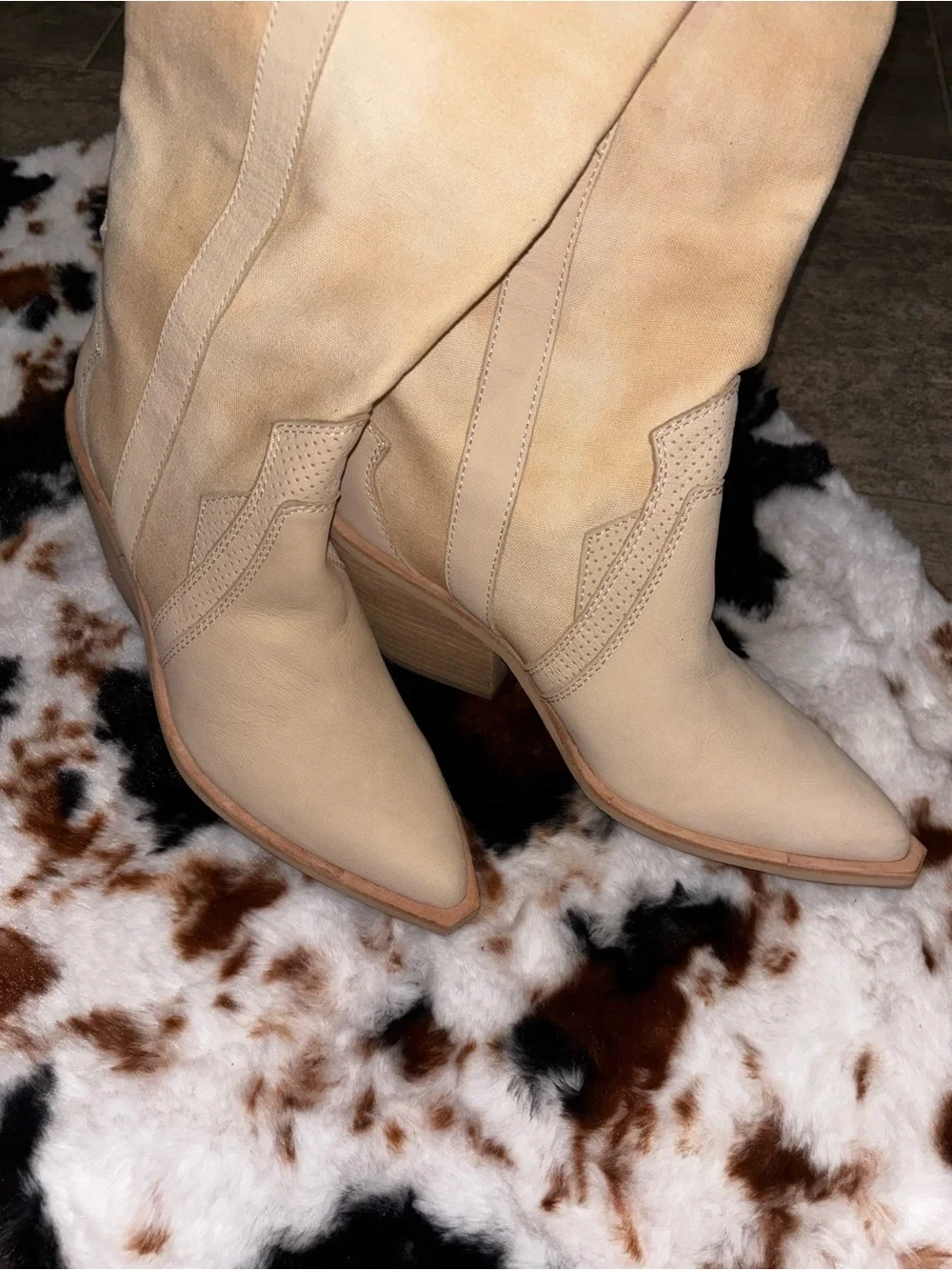 Dolce Vita Navene Vanilla Nubuck Leather Slip-On Knee High Boots